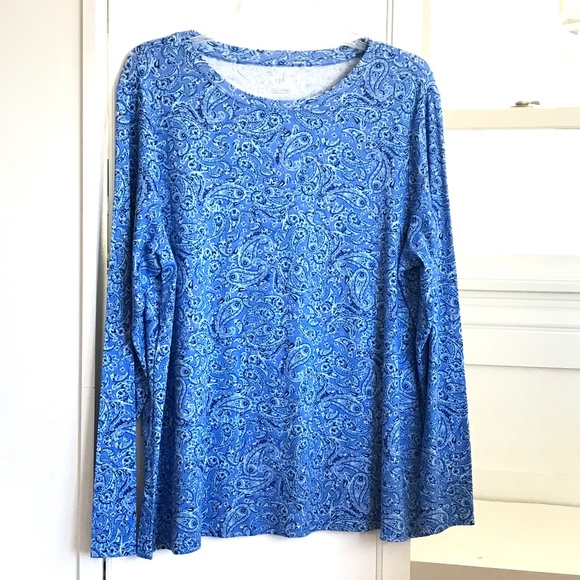 J. JILL 100% Pima Cotton Crew Neck Long Sleeve Tee Shirt Top Women’s Size XL - Picture 1 of 16